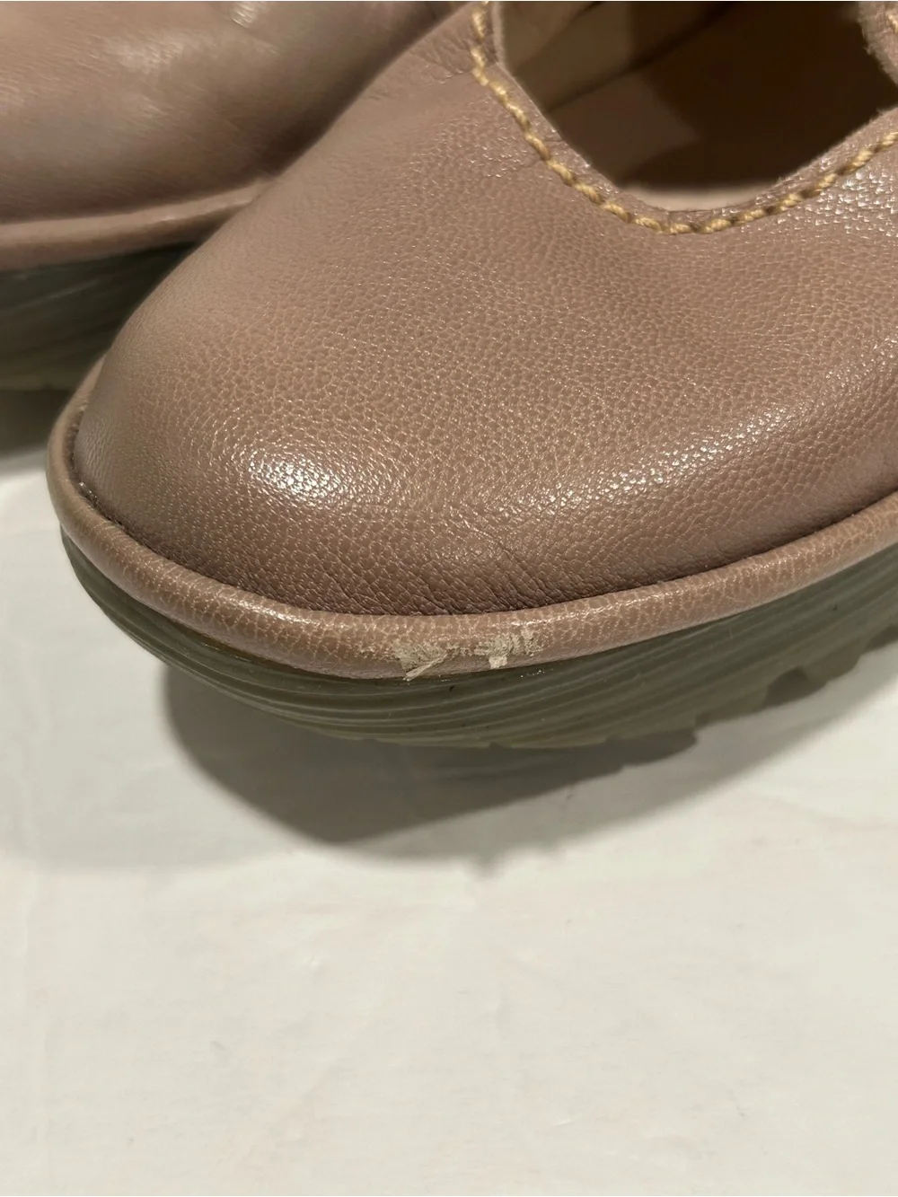 Fly London Yogo Leather Criss Cross Strap Wedge Pump Shoes Taupe EU 36 US 5-5.5